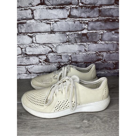 CROCS OFF WHITE Rubber Synthetic Light Lace Up WATER SHOES Men Sz 12M US/45EU - Picture 15 of 16